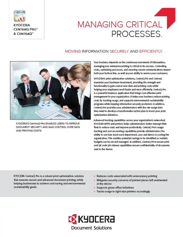 Kyocera, Software, Cost Control, Security, Centraq, Mega Business Systems