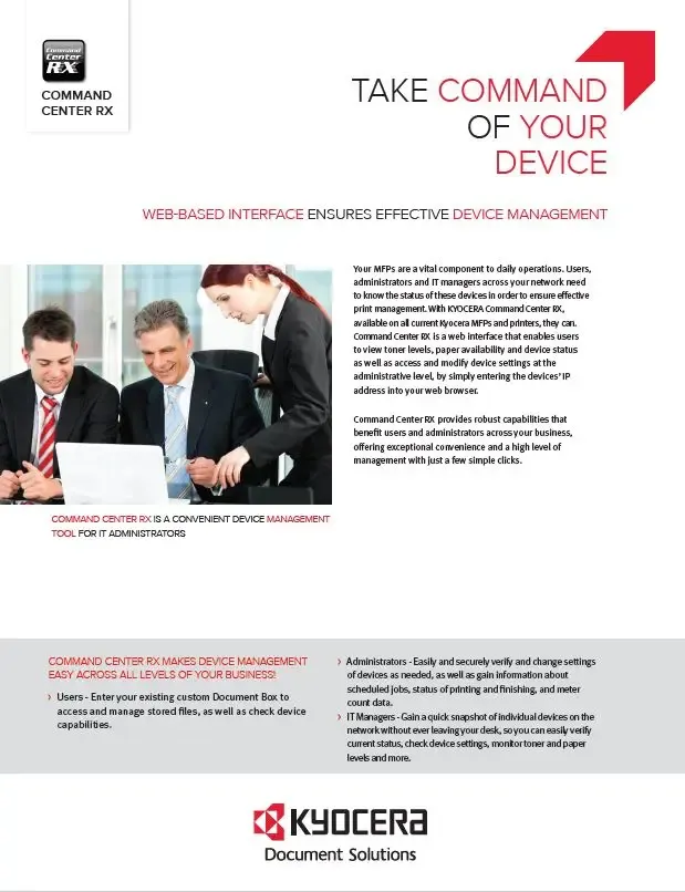 Kyocera, Software, Network, Device Management, Command Center Rx, Mega Business Systems