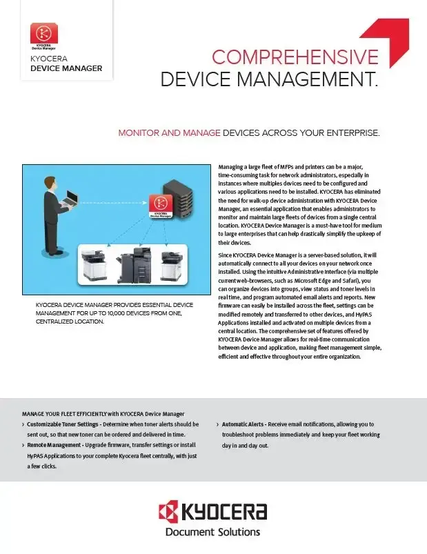 Kyocera, Software, Network Device Management, Kyocera, Device Manager, Mega Business Systems